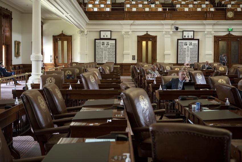 An empty House floor the day after Texas Democrats left the state to break quorum over a Republican-led voting restrictions bill. July 13, 2021.
